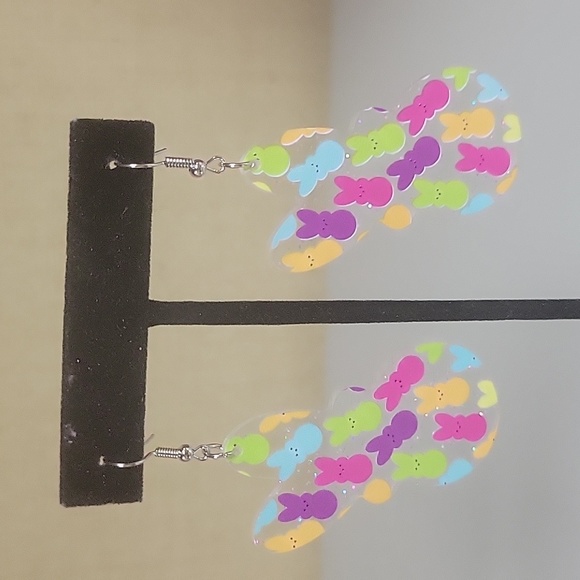 #D Easter Rabbit Peeps Colorful Dangle earrings - Picture 1 of 3